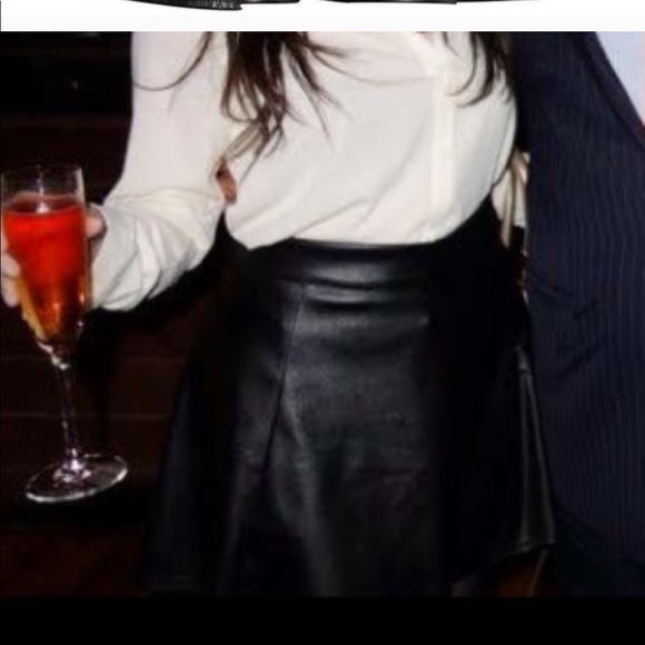 Black Leather Skater Mini Skirt - Picture 2 of 2